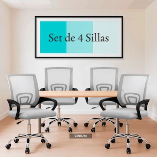 Foto 2 | Foto 2 | Set 4 Silla Oficina Linium Escritorio Salon Hogar Ergonomica Color Gris