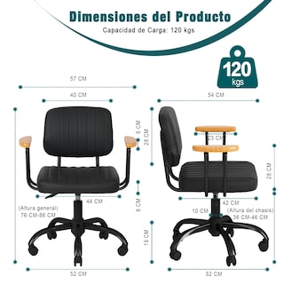 Foto 2 | Foto 2 | Sillas Infantiles Furniturer Drave Negro 54 X 57 X 76-86 Cm