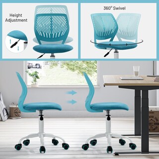 Foto 6 | Foto 6 | Silla De Escritorio Furniturer Kids Sin Brazos Con Ruedas Giratorias  Color Azul - Venta Internacional.