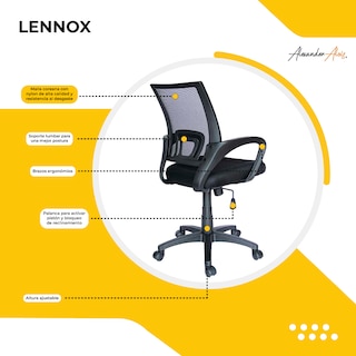 Foto 5 | Foto 5 | Silla De Oficina Lennox Ergonomica Color Negro Black Jack