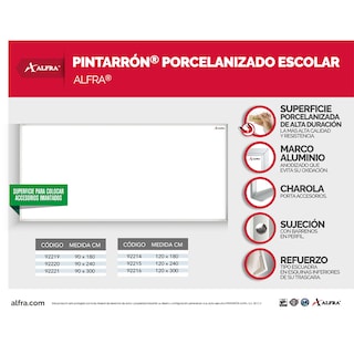 Foto 3 | Foto 3 | Pizarra Pintarrón Alfra Metálico Porcelanizado 120x180 Cm