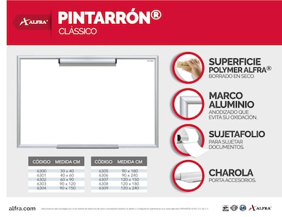 Foto 3 | Foto 3 | Pizarra Pintarrón Escolar Clásico Pizarrón Alfra 90x 180 Cm