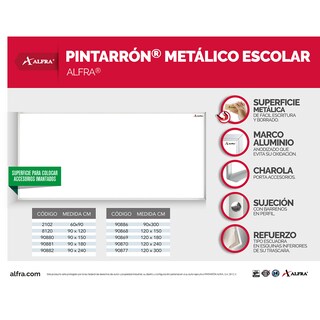 Foto 5 | Foto 5 | Pizarra Alfa Escolar color Blanco 90 x 120 cm