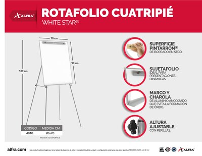 Foto 5 | Foto 5 | Rotafolio Pizarra Cuatripié White Star Alfra 90x70 Cm
