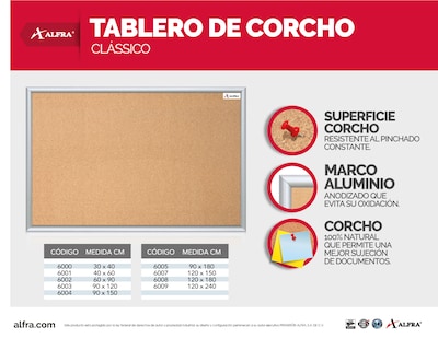 Foto 4 | Foto 4 | Pizarra Tablero Alfra Clásico Corcho Beige 90 x 120 Cm