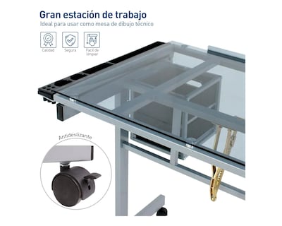 Foto 5 | Foto 5 | Mesa de Dibujo Profesional con Cristal Templado y Organización Impecable
