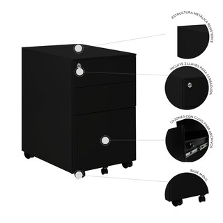 Foto 6 | Foto 6 | Archivero Metalico Organizador 2+1 Gavetas Sarre Mundo In Color Negro