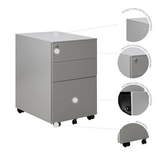 Foto 6 | Foto 6 | Archivero Metalico Organizador 2+1 Gavetas Sarre Mundo In Color Gris