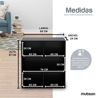 Foto 3 | Foto 3 | Librero Mubson Laiber color Negro con 3 Niveles