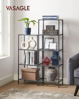 Foto 2 | Foto 2 | Librería Vasagle Delgada De 5 Niveles Con Vidrio Templado Y Marco De Acero - Venta Internacional.