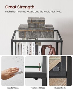 Foto 4 | Foto 4 | Librería Vasagle Delgada De 5 Niveles Con Vidrio Templado Y Marco De Acero - Venta Internacional.