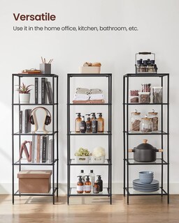 Foto 7 | Foto 7 | Librería Vasagle Delgada De 5 Niveles Con Vidrio Templado Y Marco De Acero - Venta Internacional.