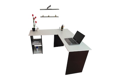 Foto 5 | Foto 5 | Escritorio en L color Negro Minimalista para Home Office con Repisas