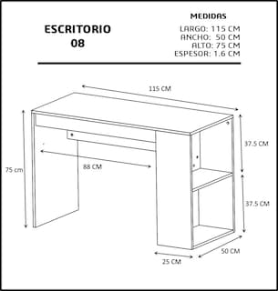Foto 6 | Foto 6 | Escritorio Genérico ESC-08-BA/LO color Blanco con Cajón