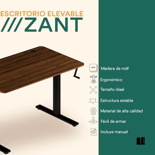 Foto 2 | Foto 2 | Escritorio Elevable Manual Mubson Zant color Marrón Escritorio Gamer con Altura Ajustable