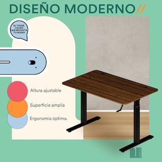 Foto 5 | Foto 5 | Escritorio Elevable Manual Mubson Zant color Marrón Escritorio Gamer con Altura Ajustable