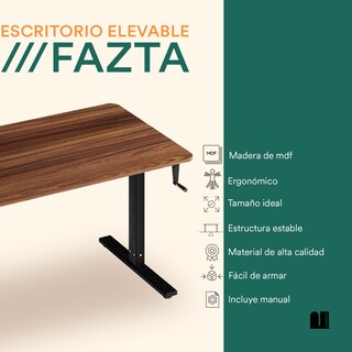 Foto 2 | Foto 2 | Escritorio Elevable Manual Mubson Fazta color Marrón Escritorio Gamer con Altura Ajustable