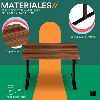 Foto 3 | Foto 3 | Escritorio Elevable Manual Mubson Fazta color Marrón Escritorio Gamer con Altura Ajustable