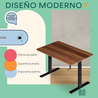 Foto 4 | Foto 4 | Escritorio Elevable Manual Mubson Fazta color Marrón Escritorio Gamer con Altura Ajustable
