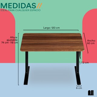 Foto 5 | Foto 5 | Escritorio Elevable Manual Mubson Fazta color Marrón Escritorio Gamer con Altura Ajustable