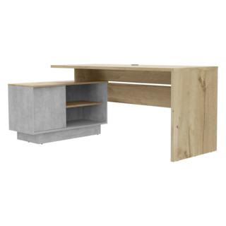 Foto 5 | Foto 5 | Escritorio En L Dione, Café Claro Y Cemento Virtual Muebles