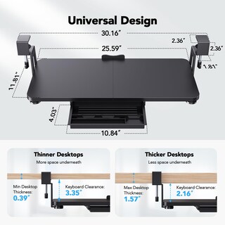 Foto 3 | Foto 3 | Bandeja Para Teclado Huanuo, Grande, Para Debajo Del Escritorio, Con Soporte En C, Negra - Venta Internacional.
