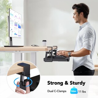 Foto 7 | Foto 7 | Bandeja Para Teclado Huanuo, Grande, Para Debajo Del Escritorio, Con Soporte En C, Negra - Venta Internacional.
