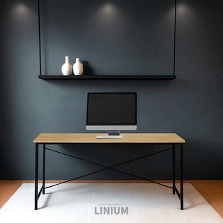 Foto 1 | Foto 1 | Escritorio Mesa Base Metal Estilo Minimalista Linium Oficina - Casa Color Cafe Claro