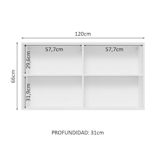 Foto 4 | Foto 4 | Armario Aéreo Madesa Glamy 120 CM 2 Puertas Blanco y Marrón