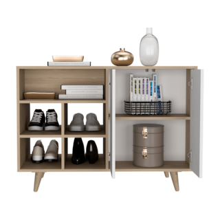 Foto 6 | Foto 6 | Mesa Auxiliar Zapatero Burdeos, Beige Y Blanco, Con Cuatro Puertas y Entrepaños Virtual Muebles