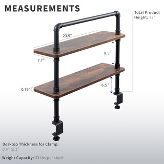 Foto 3 | Foto 3 | Estantería De Sobremesa Vivo Clamp-on Premium Industrial Pipe De 60 Cm - Venta Internacional.