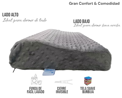 Foto 4 | Foto 4 | Almohada Cervical Para Descanso Lunics Tela Minky Color Gris Oxford