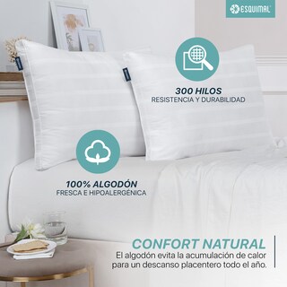 Foto 2 | Foto 2 | Paquete De 2 Almohadas Estándar 100% Algodón Esquimal Con Relleno Tipo Down, Fresca, Transpirable