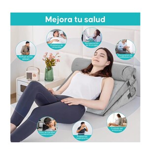 Foto 2 | Foto 2 | Juego De 4 Almohadas Ajustables De Cuña Para Cama Gris Claro