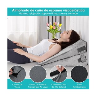Foto 4 | Foto 4 | Juego De 4 Almohadas Ajustables De Cuña Para Cama Gris Claro