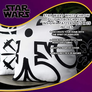 Foto 7 | Foto 7 | Cojín Seven20 Star Wars Tamaño Grande Blanco Con Insignia Rebelde Negra 63 X 63 Cm - Venta Internacional.