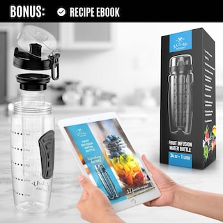 Foto 3 | Foto 3 | Botella De Agua Zulay Fruit Infuser De 1 Litro Con Varilla De Longitud Completa, Color Negro - Venta Internacional.