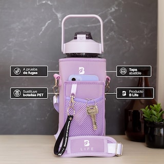 Foto 4 | Foto 4 | Botella Para Agua Violeta | 2 L | Con Funda De Neopreno | Fácil De Transportar | Botella Motivacional B Life.