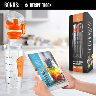 Foto 3 | Foto 3 | Botella de Agua Zulay Kitchen Naranja 1 Litro con Infusor de Fruta - Venta Internacional
