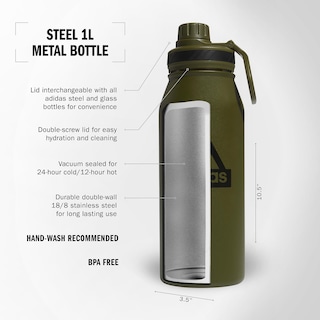Foto 2 | Foto 2 | Botella De Agua Adidas Metal, 1 Litro, Aislante De Frío Y Calor, Acero Inoxidable - Venta Internacional.