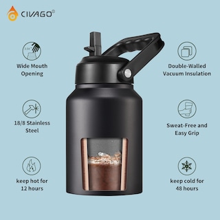 Foto 3 | Foto 3 | Jarra Para Botella De Agua Civago De Medio Galón Con Aislamiento De Acero Inoxidable De 1.9 L - Venta Internacional.