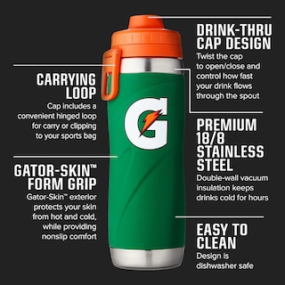 Foto 2 | Foto 2 | Botella Deportiva Gatorade De Acero Inoxidable, 770 Ml, Doble Pared, Verde - Venta Internacional.