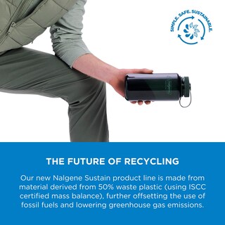 Foto 3 | Foto 3 | Botella De Agua Nalgene Monocromática Sin Bpa Reciclada, 1 Litro, Jade - Venta Internacional.