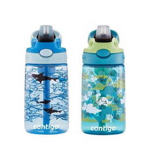 Foto 2 | Foto 2 | Botella De Agua Contigo Aubrey Kids Dinos & Sharks, 420 Ml, Paquete De 2 - Venta Internacional.
