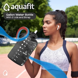 Foto 3 | Foto 3 | Botella De Agua Aquafit De 1 Galón Con Marcador De Tiempo Sin Bpa, Gris - Venta Internacional.