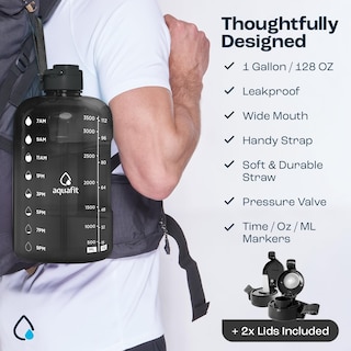 Foto 5 | Foto 5 | Botella De Agua Aquafit De 1 Galón Con Marcador De Tiempo Sin Bpa, Gris - Venta Internacional.