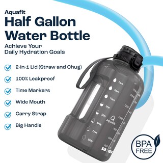 Foto 2 | Foto 2 | Botella De Agua Aquafit Aquafit 64 Oz/1.9 L Con Marcador De Tiempo Gris - Venta Internacional.