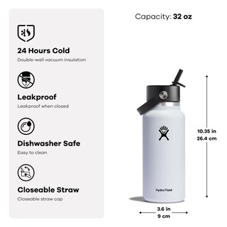 Foto 3 | Foto 3 | Botella De Agua Hydro Flask Wide Flex Con Tapa De Pajita, 946 Ml, A Cuadros - Venta Internacional.