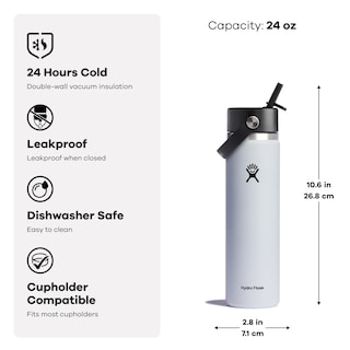 Foto 3 | Foto 3 | Botella De Agua Hydro Flask Wide Flex Con Tapa De Pajita De 700 Ml, Color Negro - Venta Internacional.