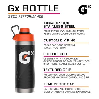 Foto 2 | Foto 2 | Botella Gatorade Gx De Acero Inoxidable 946ml Negra - Venta Internacional.
